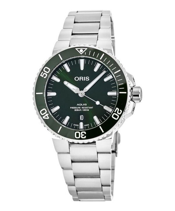 Oris Aquis Stainless Steel Green Dial Automatic Diver's 01 733 7766 4157-07 8 22 05PEB 300M Men's Watch