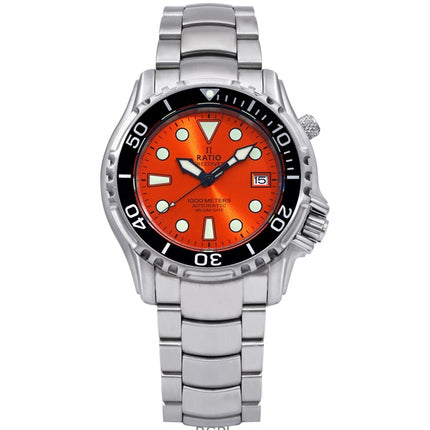 Ratio FreeDiver Helium Safe 1000M Orange Dial Stainless Steel Automatic 1066KE26-33VA-ORG Men's Watch
