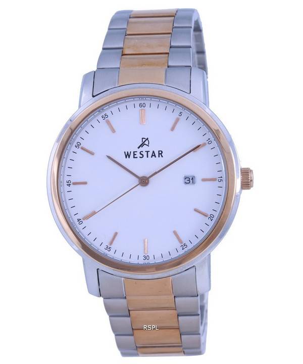 Westar White Dial Two Tone Stainless Steel Quartz 50243 SPN 601 Mens Watch