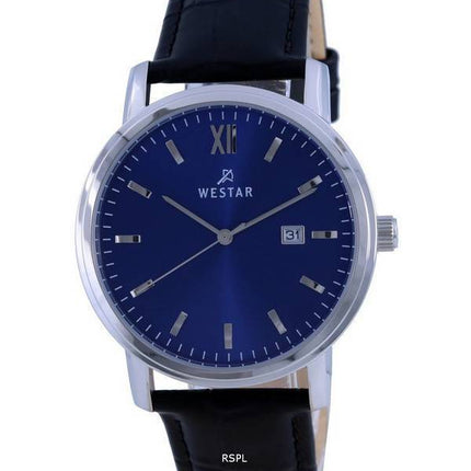 Westar Blue Dial Leather Strap Quartz 50244 STN 104 Mens Watch
