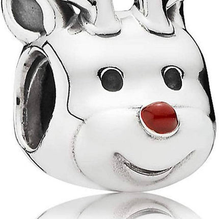 PANDORA 791781EN39 Reindeer Silver Charm With Red Enamel Women's