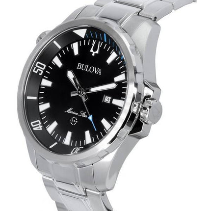 Bulova Marine Star Stainless Steel Bracelet Black Sunray Dial Quartz 96B382 100M Men's Watch