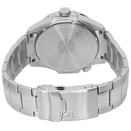 Bulova Marine Star Stainless Steel Bracelet Black Sunray Dial Quartz 96B382 100M Men's Watch