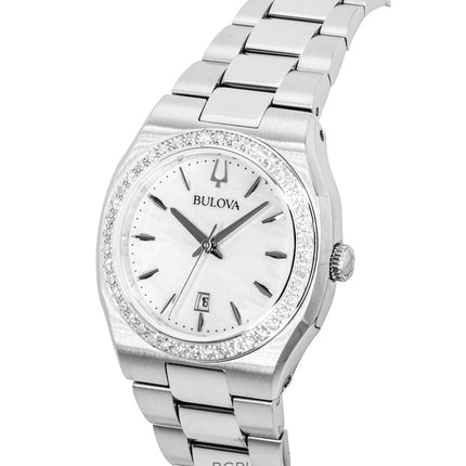 Bulova Surveyor Diamond Stainless Steel Mother Of Pearl Quartz 96R245 Women's Watch