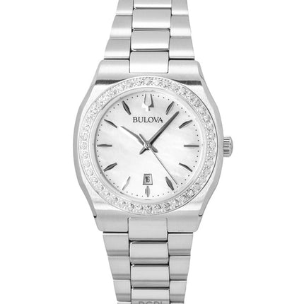Bulova Surveyor Diamond Stainless Steel Mother Of Pearl Quartz 96R245 Women's Watch