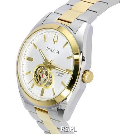 Bulova Surveyor Silver Open Heart Dial Automatic 98A284 Men's Watch