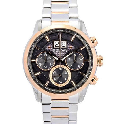 Bulova Classic Sutton Chronograph Two Tone Stainless Steel Grey Dial Quartz 98B335 Mens Watch