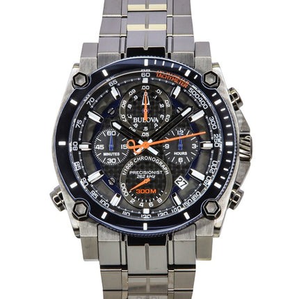 Bulova Icon Precisionist Chronograph Stainless Steel Grey Dial Quartz Diver's 98B343 300M Men's Watch