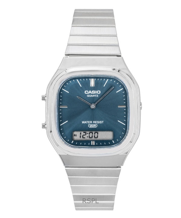 Casio Vintage Analog Digital Stainless Steel Sky Blue Dial Quartz AQ-240E-3A Unisex Watch