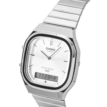 Casio Vintage Analog Digital Stainless Steel Silver Dial Quartz AQ-240E-7A Unisex Watch