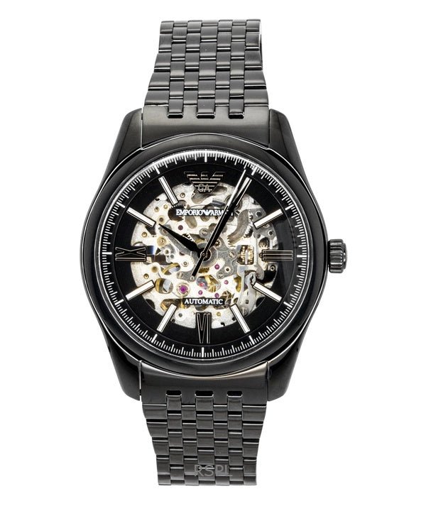 Emporio Armani Stainless Steel Black Skeleton Dial Automatic AR60093 Men's Watch