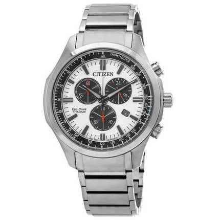 Citizen Eco-Drive Chronograph Super Titanium White Dial AT2530-85A 100M Men's Watch
