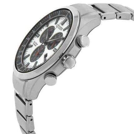 Citizen Eco-Drive Chronograph Super Titanium White Dial AT2530-85A 100M Men's Watch
