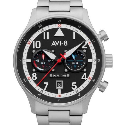 AVI-8 Hawker Hurricane Carey Dual Time Rangoon Black Dial Quartz AV-4088-11 Mens Watch