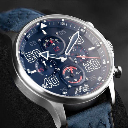 AVI-8 Hawker Typhoon Rb396 Sheila Chronograph Limited Edition Volkel Blue Dial Quartz AV-4093-07 Men's Watch