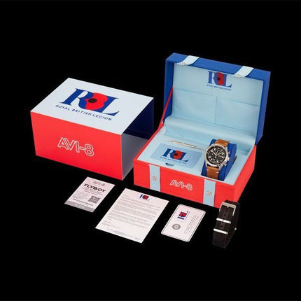 AVI-8 Flyboy Royal British Legion Tri-Service Chronograph Limited Edition High Wycombe Quartz AV-4102-RBL-01 Men's Watch With Ex