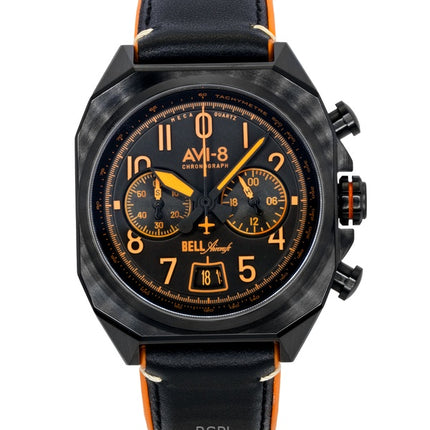 AVI-8 Bell X-1 Machbuster Chronograph Super Sonic Black Rubber And Leather Strap Black Dial Quartz AV-4118-04 Men's Watch