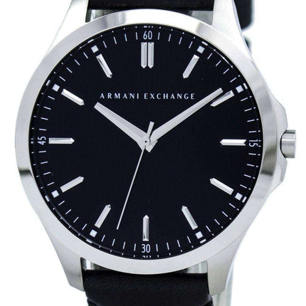 Armani Exchange Quartz Black Dial Black Leather Strap AX2149 Men's Watch