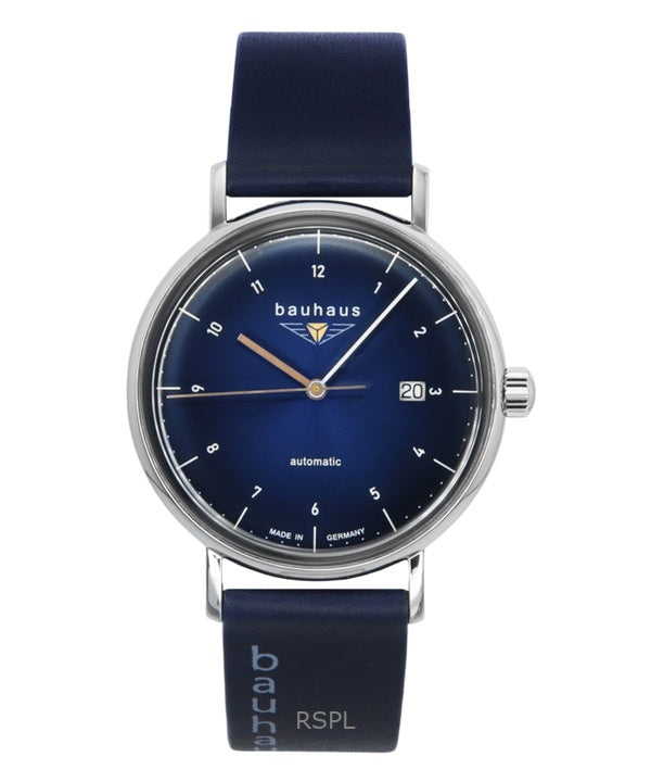 Bauhaus Leather Strap Dark Blue Dial Automatic 21523 Men's Watch