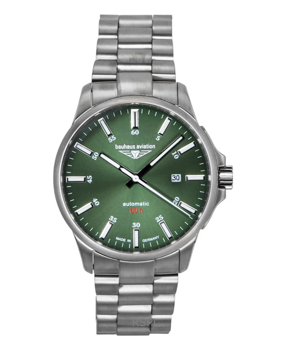 Bauhaus Aviation Titanium Dark Green Dial Automatic 2864M4 100M Men's Watch