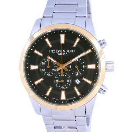 Independent Chronograph Stainless Steel Black Dial Quartz BA4-124-51.G 100M Mens Watch