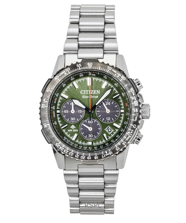 Citizen Promaster Sky Chronograph Stainless Steel Green Dial Eco-Drive Diver's CA4664-60W 200M Men's Watch
