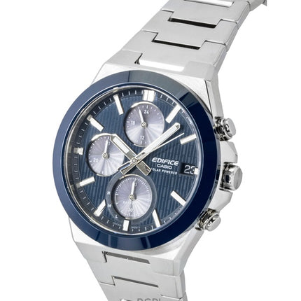 Casio Edifice Analog Chronograph Stainless Steel Blue Dial Solar EFS-S650D-2A 100M Men's Watch