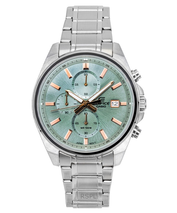 Casio Edifice Analog Standard Chronograph Stainless Steel Green Dial Quartz EFV-610DE-3A 100M Men's Watch