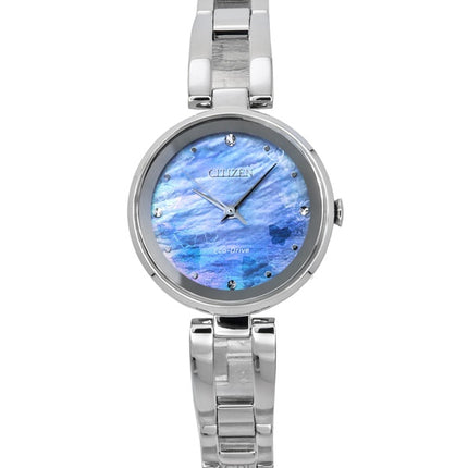 Citizen Eco-Drive Stainless Steel Beginning Blue Mother of Pear Dial EM0801-85N Women's Watch