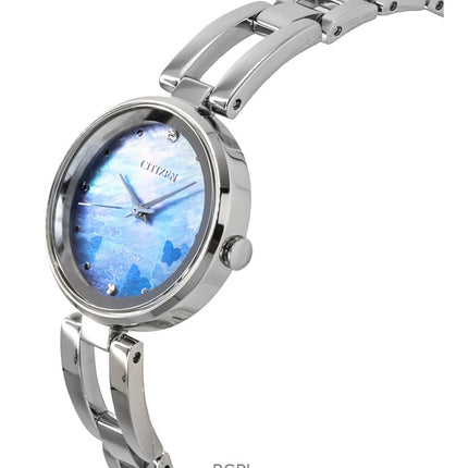 Citizen Eco-Drive Stainless Steel Beginning Blue Mother of Pear Dial EM0801-85N Women's Watch