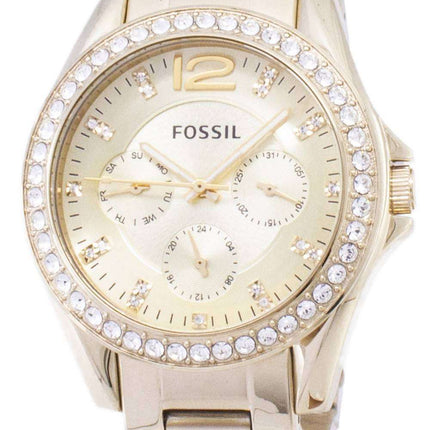 Fossil Riley Multifunction Gold Tone Crystal Dial ES3203 Womens Watch