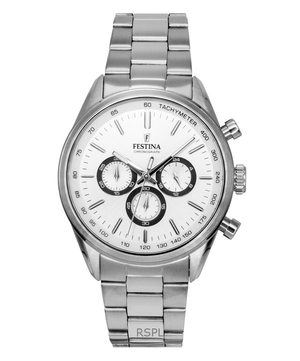 Festina Timeless Chronograph Stainless Steel White Dial Quartz F16820-Q Men's Watch