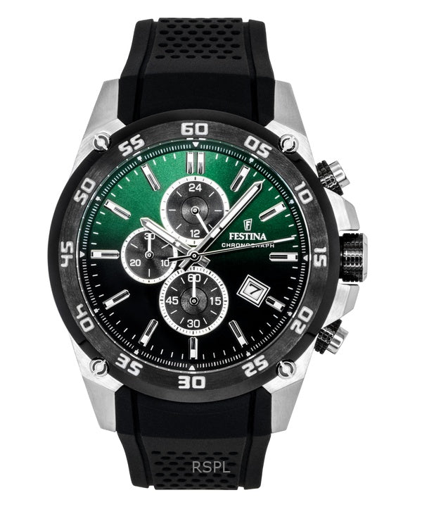 Festina The Originals Chronograph Rubber Strap Green Dial Quartz F20330-B 100M Men's Watch