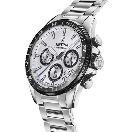 Festina Timeless Chronograph Stainless Steel Silver Dial Quartz F20560-1 100M Mens Watch