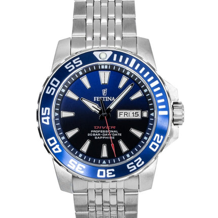 Festina Stainless Steel Blue Dial Quartz Diver's F20661-1 200M Men's Watch