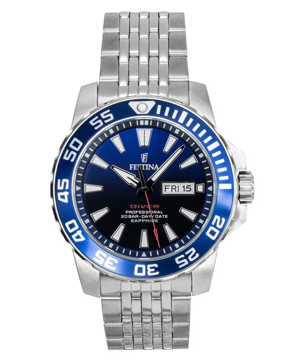 Festina Stainless Steel Blue Dial Quartz Diver's F20661-1 200M Men's Watch