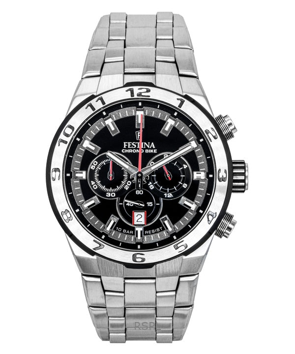 Festina Chrono Bike Chronograph Stainless Steel Black Dial Quartz F20670-6 100M Men's Watch