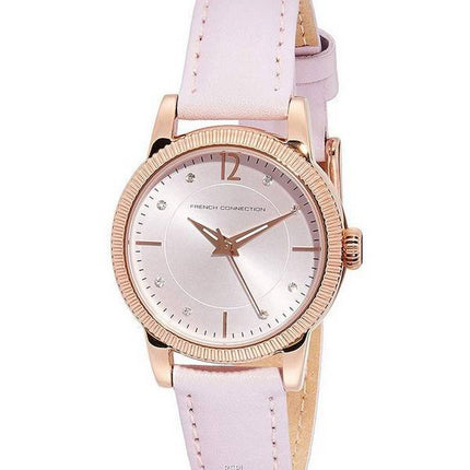 French Connection Crystal Accents Leather Strap Quartz FCS1006P Womens Watch