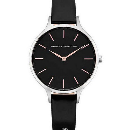 FCUK Black Dial Leather Strap Quartz FCS1008B Womens Watch