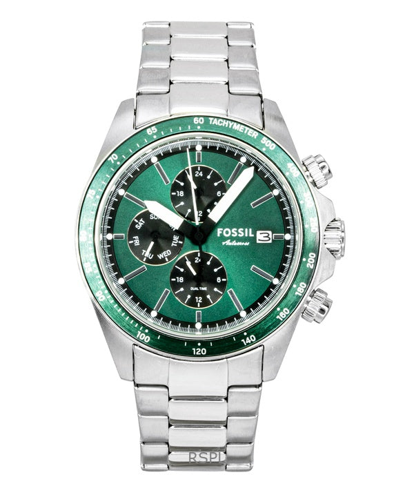 Fossil Autocross Multifunction Stainless Steel Green Dial Quartz FS6127 Men's Watch