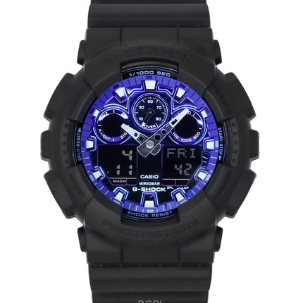 Casio G-Shock Analog Digital Resin Strap Blue Dial Quartz GA-100FL-1A 200M Men's Watch