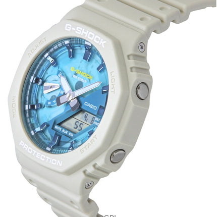 Casio G-Shock Analog Digital Bio-Based Resin Strap Blue Dial Quartz GA-2100AS-5A 200M Men's Watch