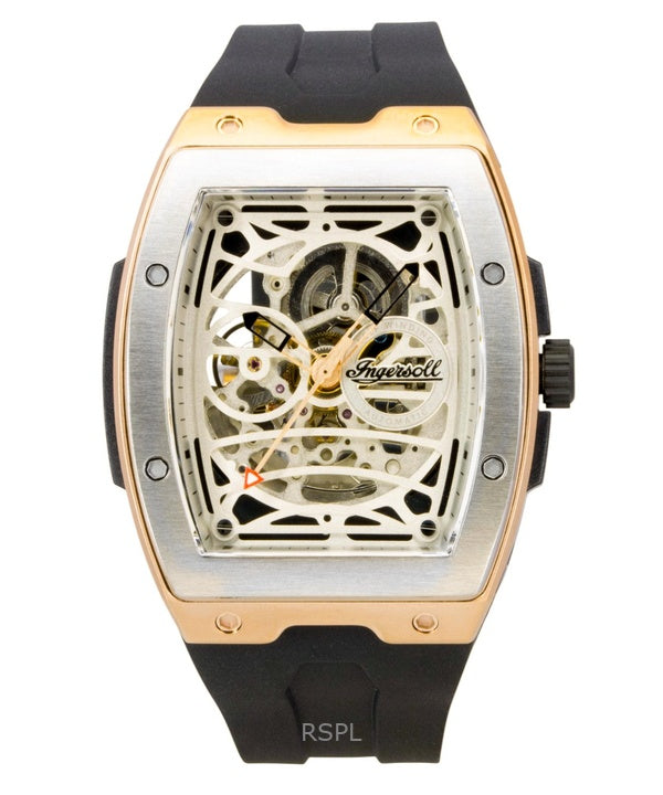 Ingersoll The Challenger PU Rubber Strap Silver Skeleton Dial Automatic I12302 Men's Watch