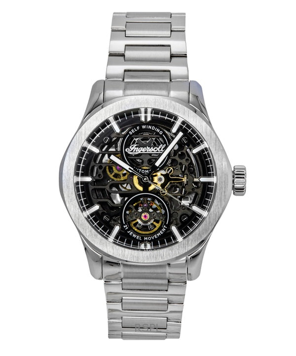 Ingersoll The Bronc Stainless Steel Black Skeleton Dial Automatic I16701 Men's Watch