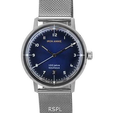 Iron Annie 100 Jahre Bauhaus Stainless Steel Mesh Bracelet Blue Dial Quartz 5046M3 Mens Watch