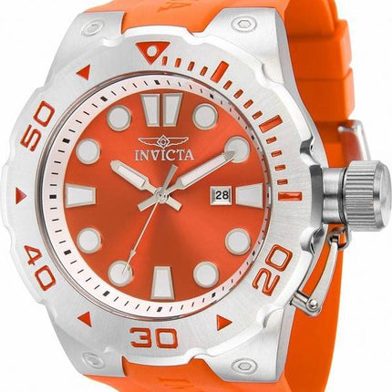 Invicta Pro Diver Silicone Strap Orange Dial Quartz 36997 100M Men's Watch