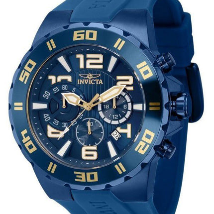 Invicta Pro Diver GMT Chronograph Silicon Strap Blue Dial Quartz 37754 100M Mens Watch