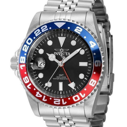 Invicta Pro Diver GMT Stainless Steel Black Dial Quartz Divers 43968 200M Mens Watch