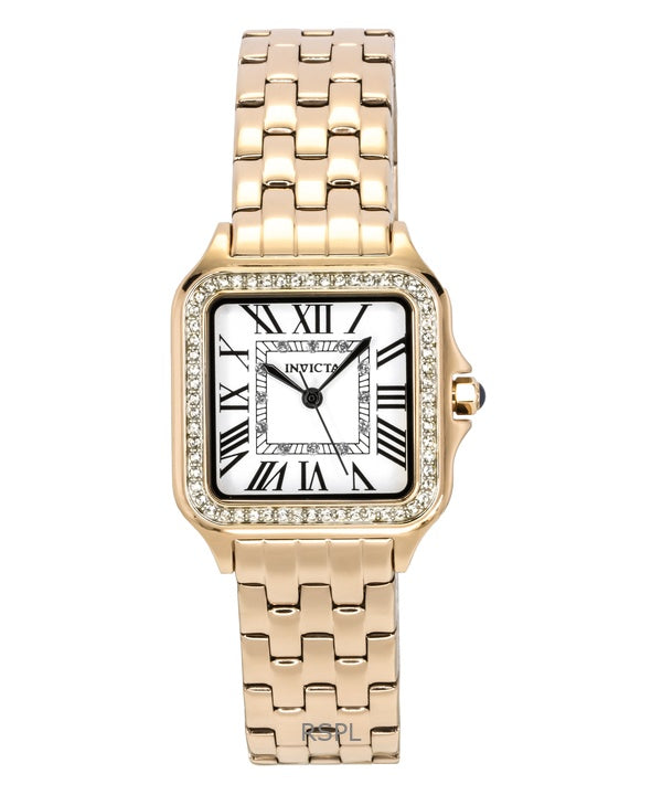 Invicta Angel Rose Gold Tone Stainless Steel Crystal Silver Dial Quartz 48997 Women's Watch