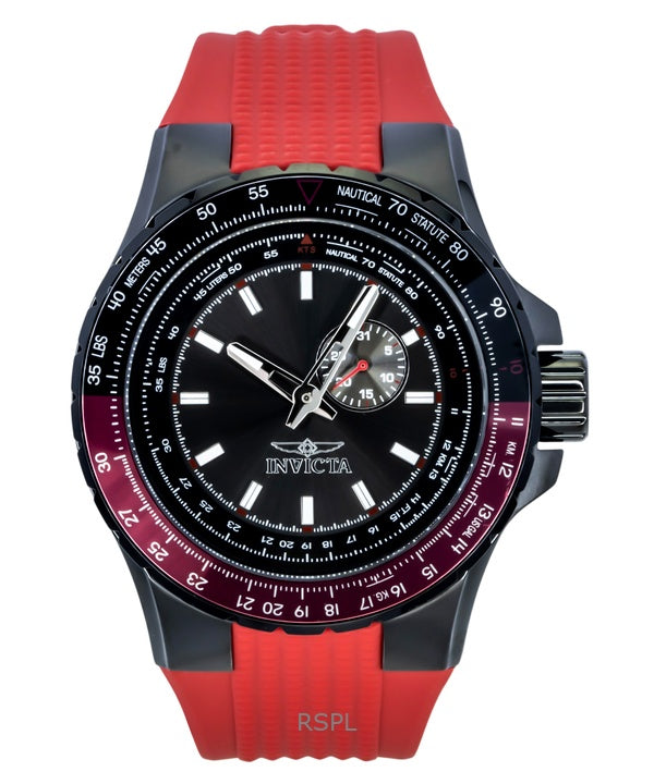 Invicta Aviator Red Silicone Strap Gunmetal Dial Quartz 49724 100M Men's Watch